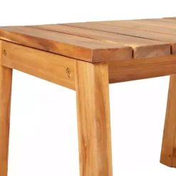 Hot Kirklands Home Natural Wood Slatted Box Leg Outdoor Side Table Tan