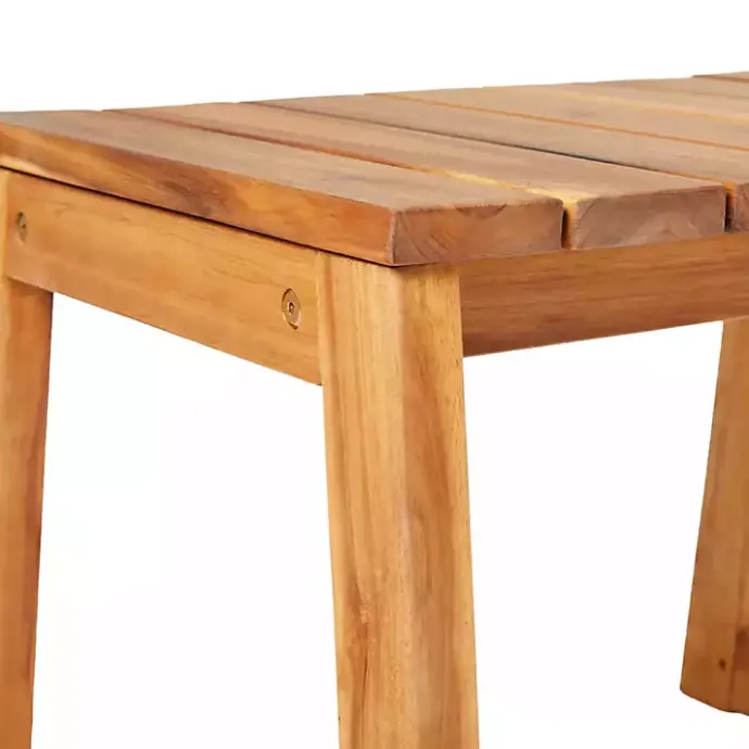 Hot Kirklands Home Natural Wood Slatted Box Leg Outdoor Side Table Tan