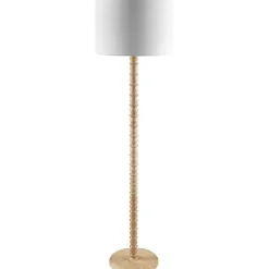 Clearance Kirklands Home Natural Wood Spindle Paduak Floor Lamp Tan