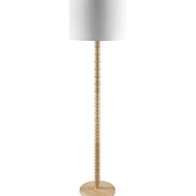 Clearance Kirklands Home Natural Wood Spindle Paduak Floor Lamp Tan