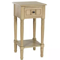 Discount Kirklands Home Natural Wood Square Hampton Accent Table Tan