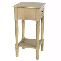 Discount Kirklands Home Natural Wood Square Hampton Accent Table Tan