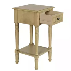 Discount Kirklands Home Natural Wood Square Hampton Accent Table Tan