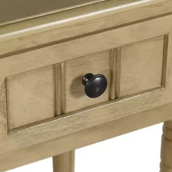 Discount Kirklands Home Natural Wood Square Hampton Accent Table Tan