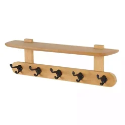 Clearance Kirklands Home Natural Wood Wall Shelf with Hooks
