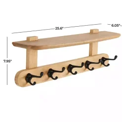 Clearance Kirklands Home Natural Wood Wall Shelf with Hooks