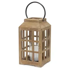 Online Kirklands Home Natural Wood Windowpane Lantern, 17 in. Tan