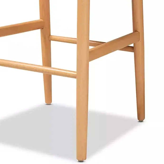 New Kirklands Home Natural Wood Woven Yarn Seat Bar Stools, Set of 2 Tan