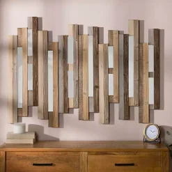 Sale Kirklands Home Natural Wooden Planks Mirrored Wall Plaque Tan