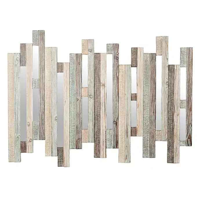 Sale Kirklands Home Natural Wooden Planks Mirrored Wall Plaque Tan