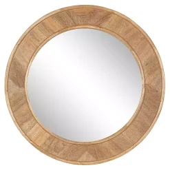 Clearance Kirklands Home Natural Woodgrain Round Wall Mirror Brown