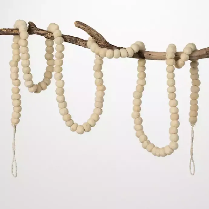 Sale Kirklands Home Natural Wool Ball Tree Garland Tan