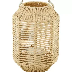Hot Kirklands Home Natural Woven Lantern with Glass Holder, 12in. Brown
