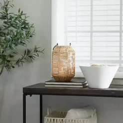 Hot Kirklands Home Natural Woven Lantern with Glass Holder, 12in. Brown