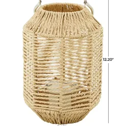 Hot Kirklands Home Natural Woven Lantern with Glass Holder, 12in. Brown