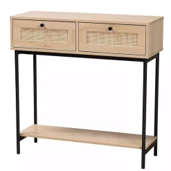 Sale Kirklands Home Natural Woven Rat 2-Drawer Console Table Tan