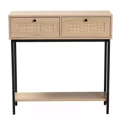 Sale Kirklands Home Natural Woven Rat 2-Drawer Console Table Tan