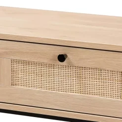 Sale Kirklands Home Natural Woven Rat 2-Drawer Console Table Tan