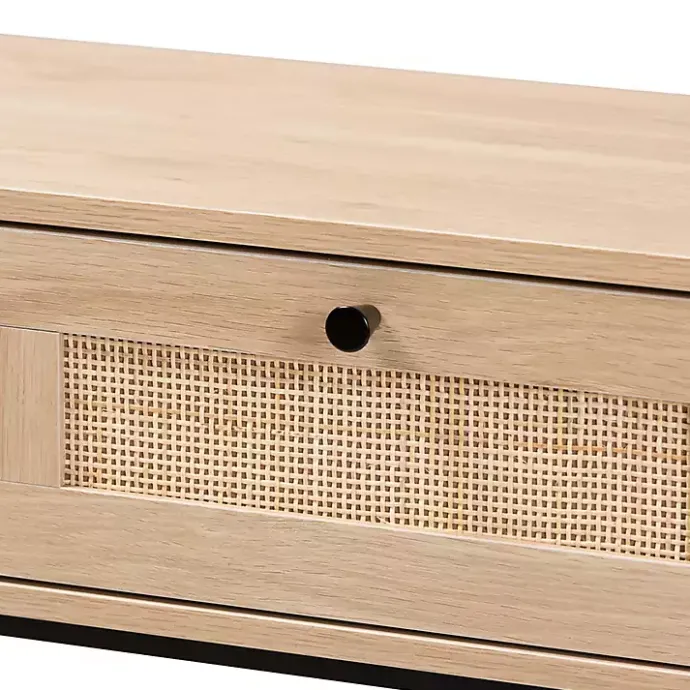 Sale Kirklands Home Natural Woven Rat 2-Drawer Console Table Tan