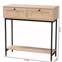 Sale Kirklands Home Natural Woven Rat 2-Drawer Console Table Tan