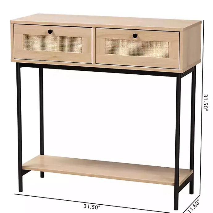 Sale Kirklands Home Natural Woven Rat 2-Drawer Console Table Tan