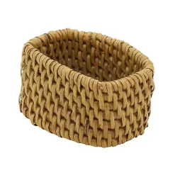 Hot Kirklands Home Natural Woven Rat Oval Napkin Rings, Set of 4 Tan