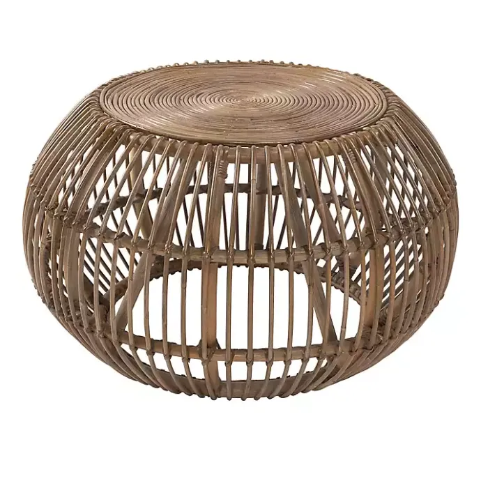 Hot Kirklands Home Natural Woven Rat Round Coffee Table Tan