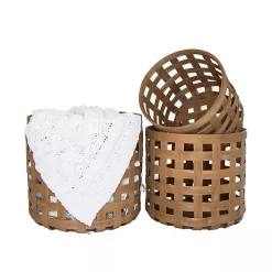 Best Kirklands Home Natural Woven Wicker Round Baskets, Set of 3 Tan