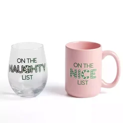 Online Kirklands Home Naughty & Nice 2-pc. Mug & Wine Glass Set
