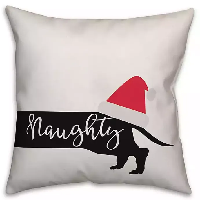 Discount Kirklands Home Naughty or Nice Dog Christmas Pillow