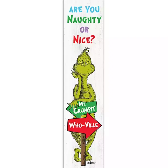 Discount Kirklands Home Naughty or Nice The Grinch Porch Board White