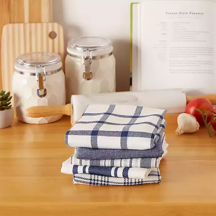 Kirklands Home Nautical Blue Woven Dish Towels, Set of 5