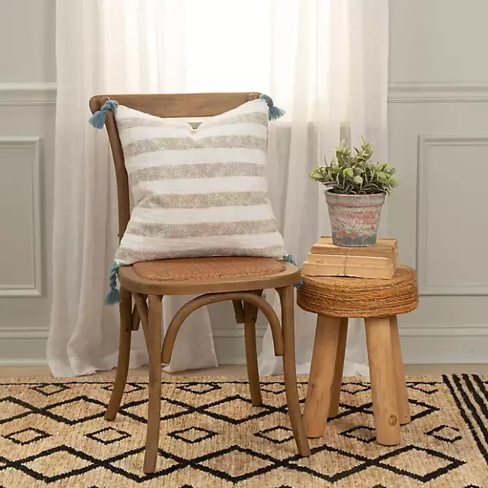 Hot Kirklands Home Nautical Stripe & Blue Tassel Pillow