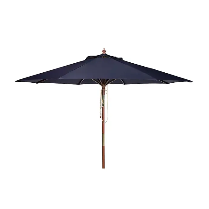 Discount Kirklands Home Navy 9 ft. Eucalyptus Outdoor Umbrella Blue