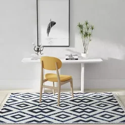 Best Kirklands Home Navy & White Diamond Trellis Area Rug, 8x10 Blue