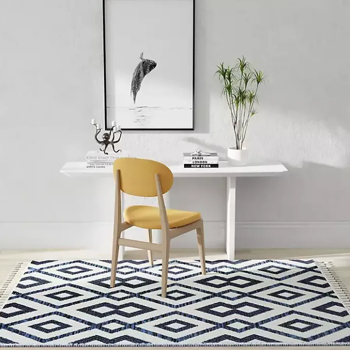 Best Kirklands Home Navy & White Diamond Trellis Area Rug, 8x10 Blue