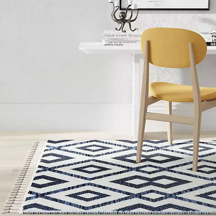 Best Kirklands Home Navy & White Diamond Trellis Area Rug, 8x10 Blue
