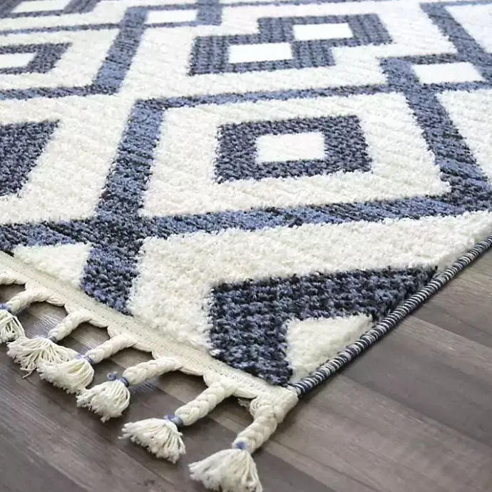 Best Kirklands Home Navy & White Diamond Trellis Area Rug, 8x10 Blue