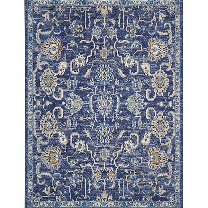 Best Kirklands Home Navy and Beige Botanical Area Rug, 5x7