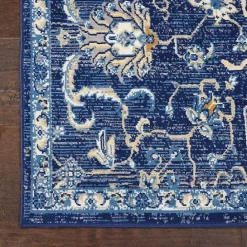 Best Kirklands Home Navy and Beige Botanical Area Rug, 5x7