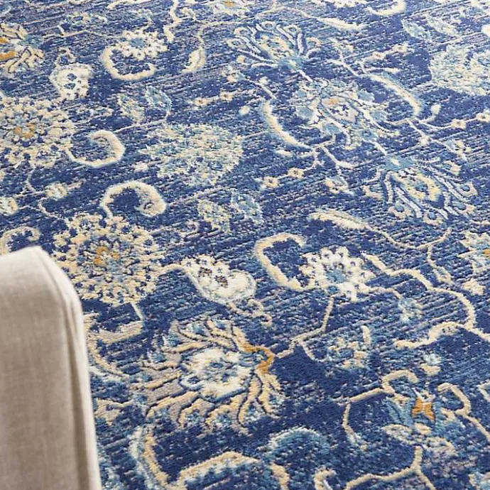 Best Kirklands Home Navy and Beige Botanical Area Rug, 5x7