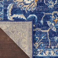 Best Kirklands Home Navy and Beige Botanical Area Rug, 7x9