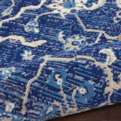 Best Kirklands Home Navy and Beige Botanical Area Rug, 7x9