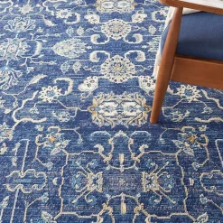 Best Kirklands Home Navy and Beige Botanical Area Rug, 7x9