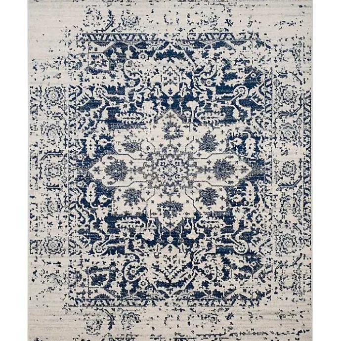 Best Kirklands Home Navy and Cream Madison Distressed Area Rug, 8x10