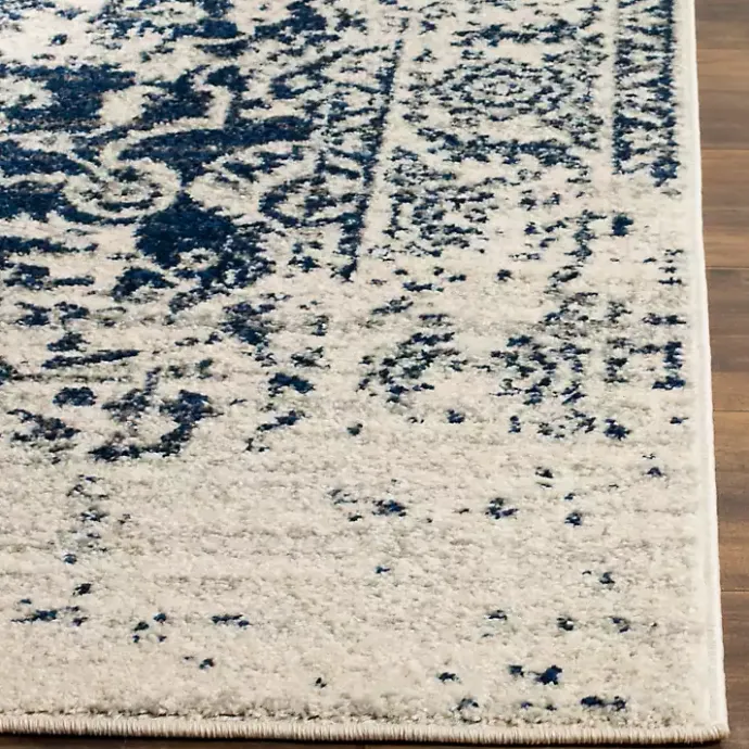 Best Kirklands Home Navy and Cream Madison Distressed Area Rug, 8x10