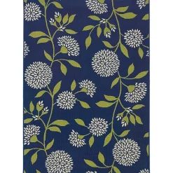 Sale Kirklands Home Navy and Green Floral Vine Outdoor Area Rug, 3x5