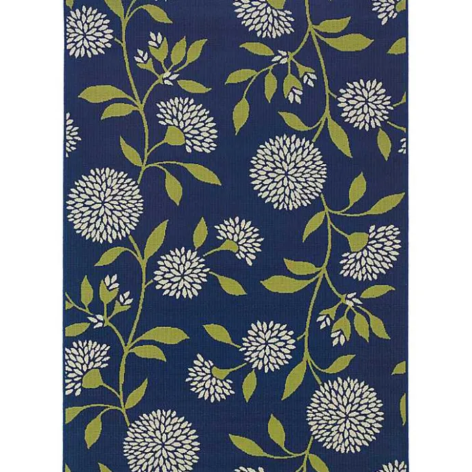 Sale Kirklands Home Navy and Green Floral Vine Outdoor Area Rug, 3x5