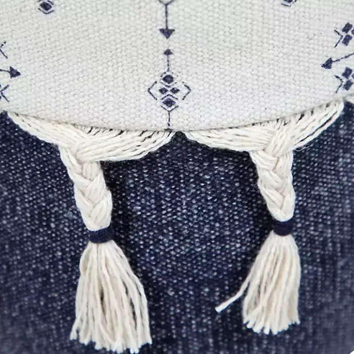 Kirklands Home Navy and Ivory Scandinavian Motif Pouf