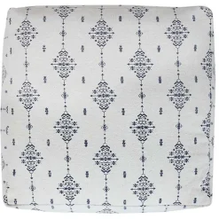 Kirklands Home Navy and Ivory Scandinavian Motif Pouf